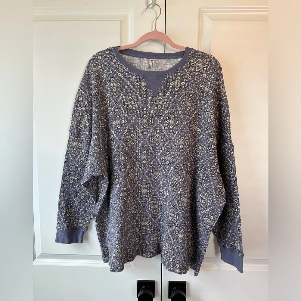 Intimately Free People Early Night Medallion Lavender Thermal Top (Size S)